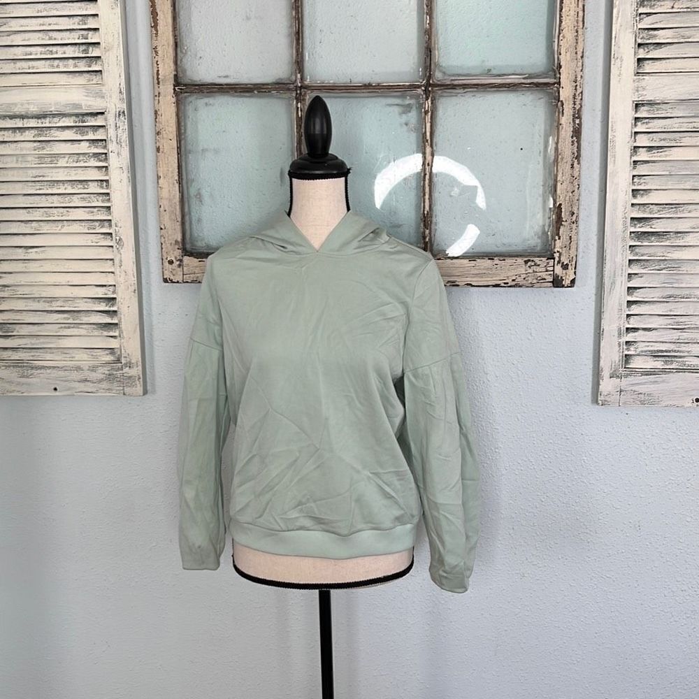 Alfani Womens Hoodie Sweatshirt Drop Shoulder Light Green Size Petite Medium NWT